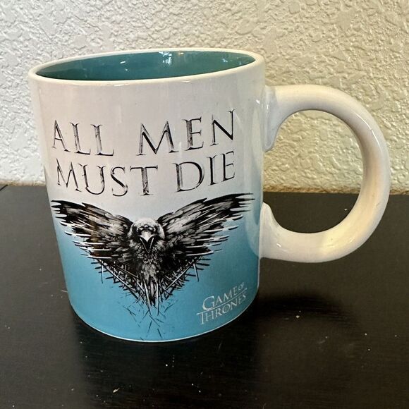 Mug Game Of Thrones All Men Must Die oversized coffee cup crow hawk teal HBO GOT - Picture 2 of 5